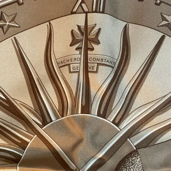 NIB RARE Hermès Pour Vacheron Constantin Astrologie Time Brown Pink Silk Scarf - Picture 17 of 17
